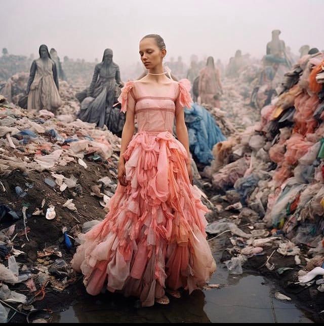 Fashion created with fashion industry waste fabric