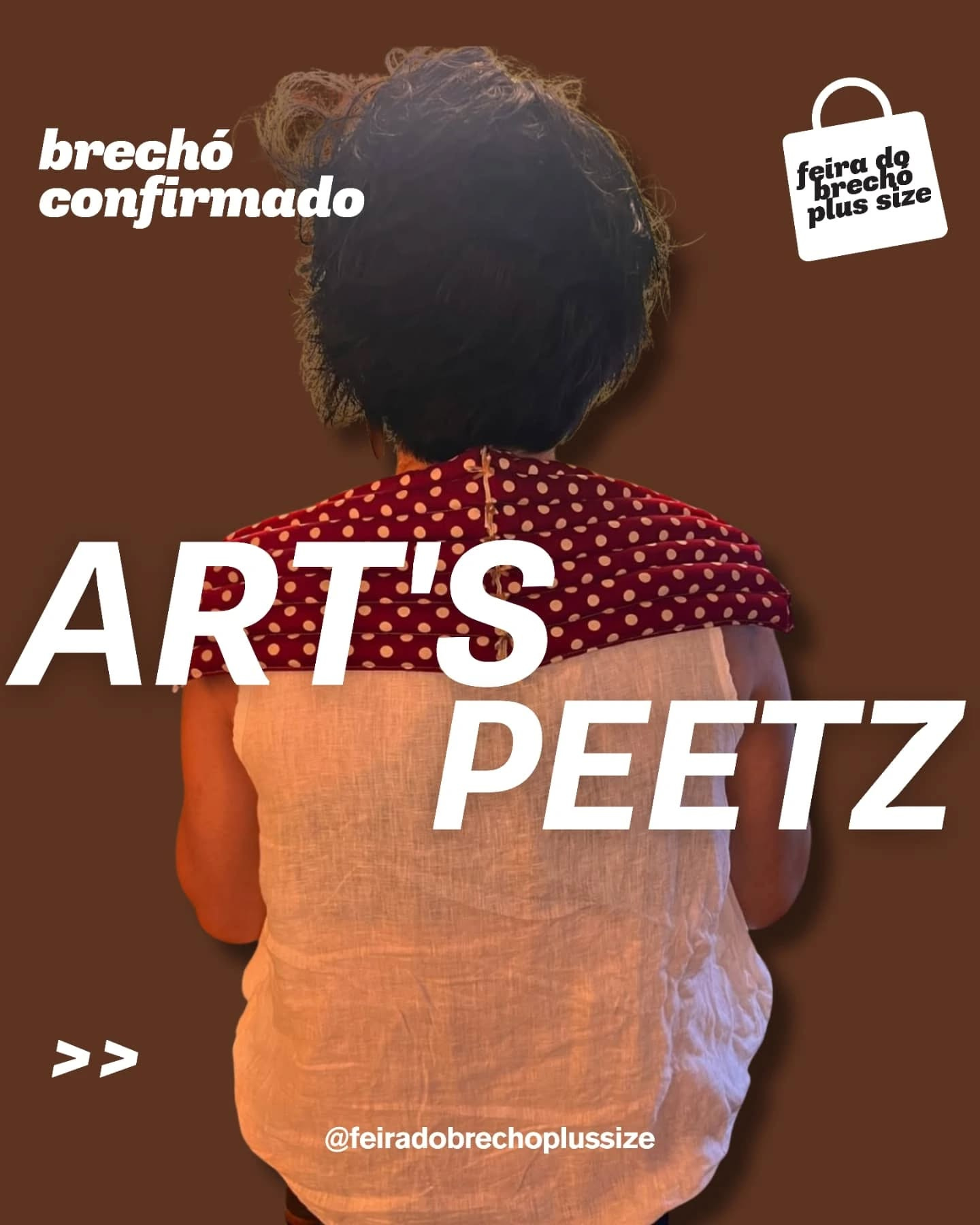 Pode ser um doodle de 1 pessoa e texto que diz "brechó confirmado irmado conj feira feirado da brecho size plus plussize us p ART'S PEETZ >> @feiradobrechoplussize"