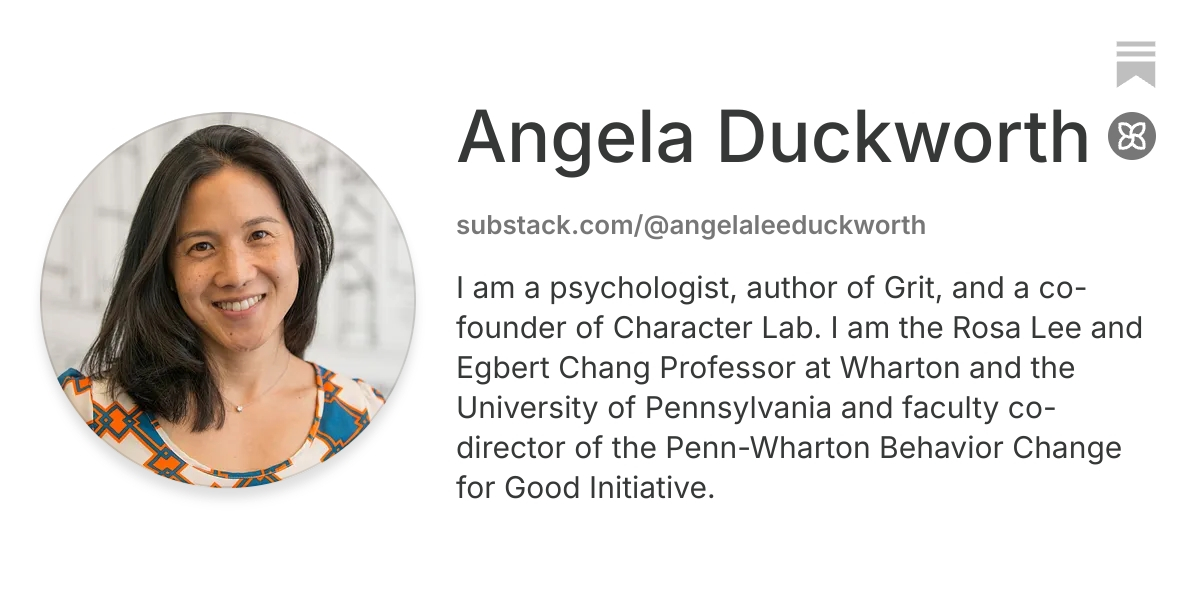 Angela Duckworth | Substack