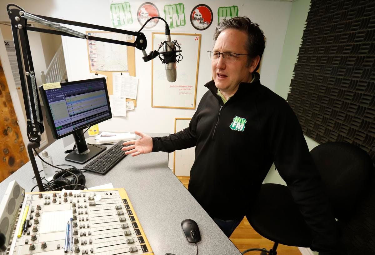 Radio host Jon Pole in his studio in Renfrew, Ont. The late-night radio host at Montreal’s CJAD 800 station was laid off from Bell Media during a 90-second conference call in January. ‘I get why Bell did it. Business models change, the pandemic has taken its toll. I get it...But being nice to people, showing some compassion — that doesn’t cost anything.’