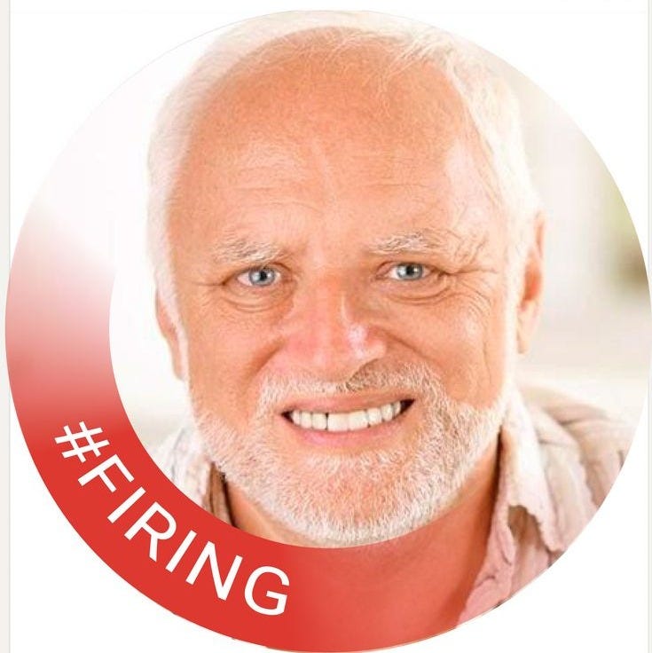 This may contain: an old man with white hair and beard smiling for the camera, wearing a button that says hiring This may contain: an old man with white hair and beard smiling for the camera, wearing a button that says hiring