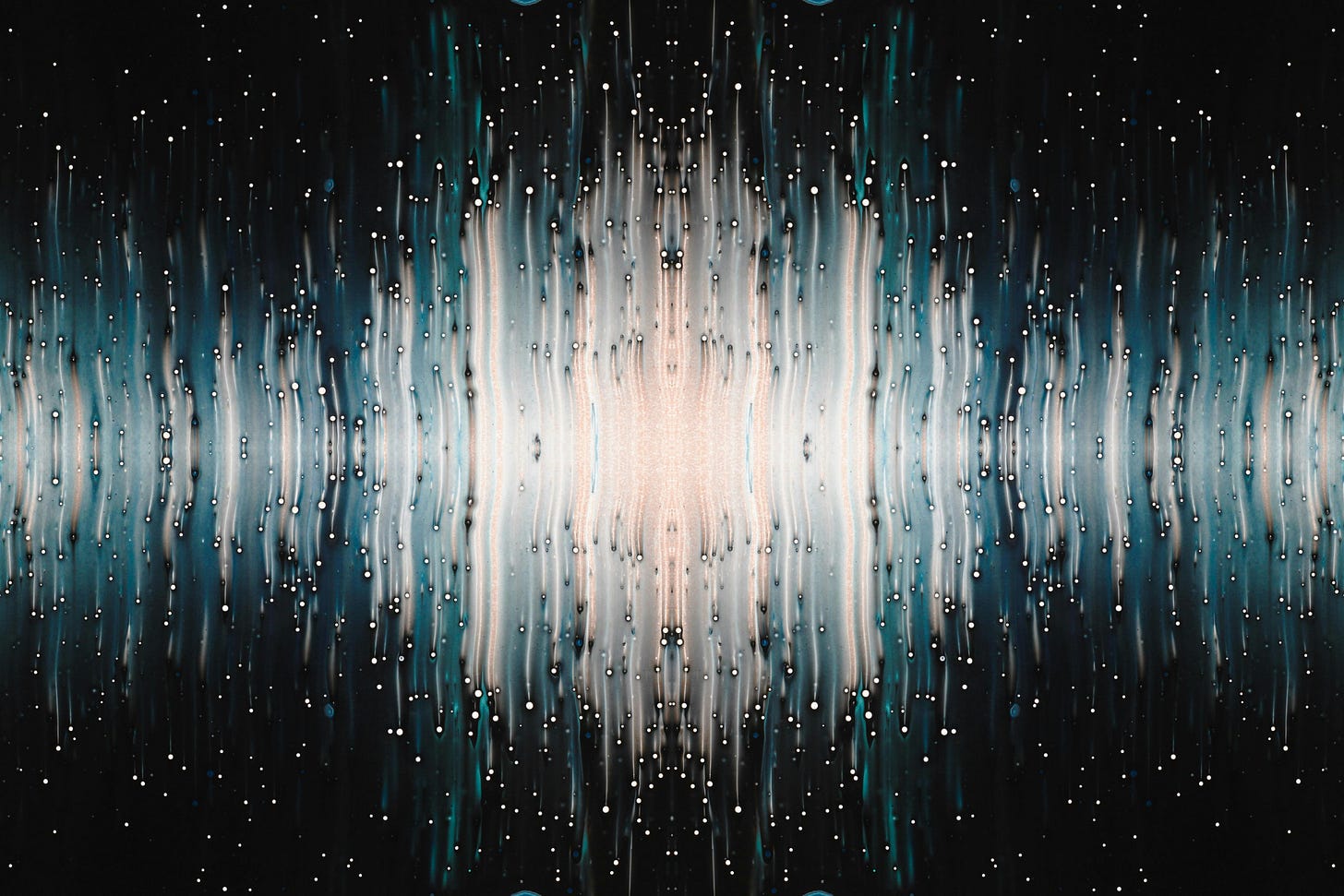 Abstract background of concentric waves in muted gold and grey tones, suggesting resonance and the hum beneath matter.