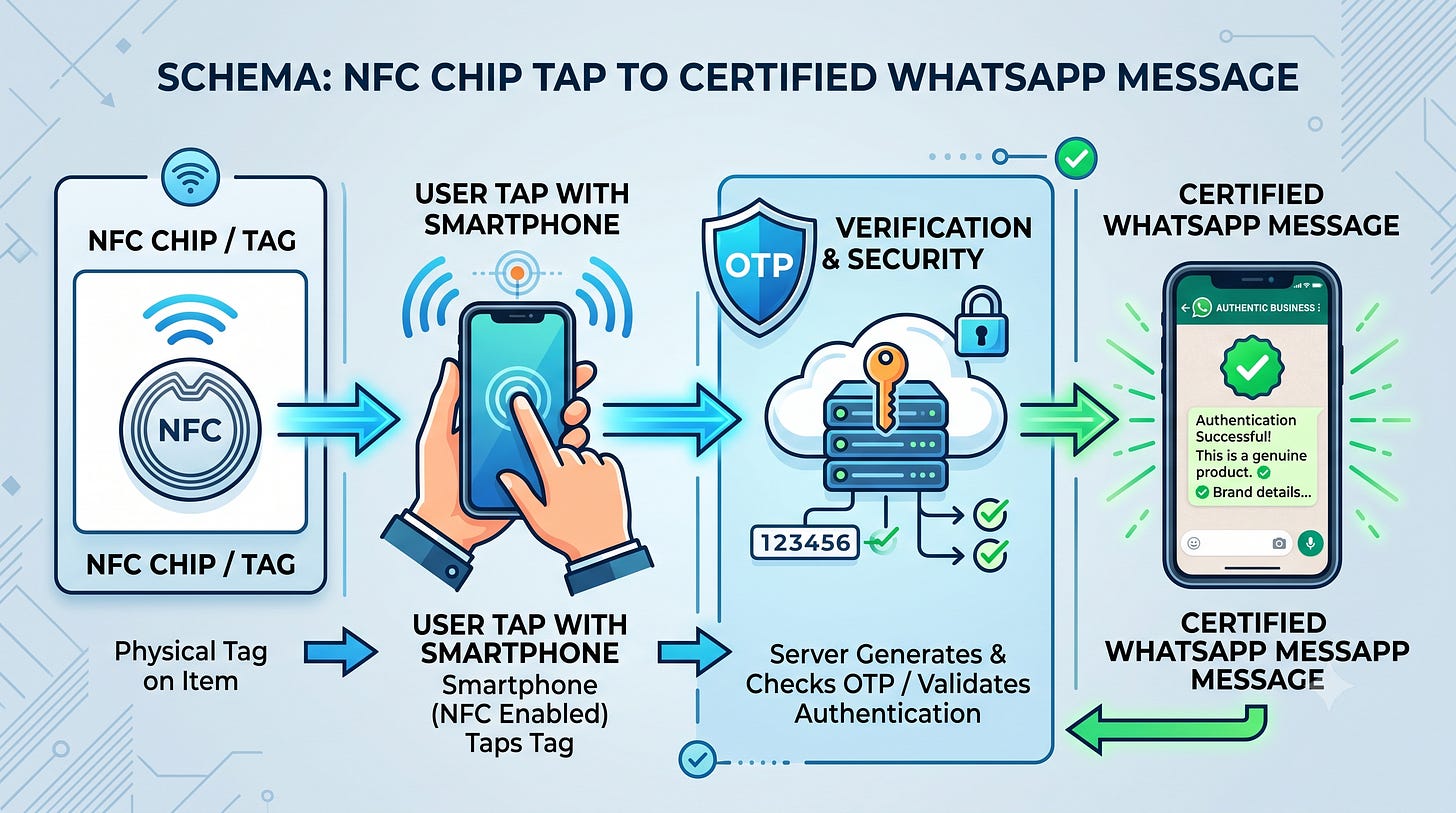 Schema a blocchi del sistema anticontraffazione NFC Schema a blocchi del sistema anticontraffazione NFC