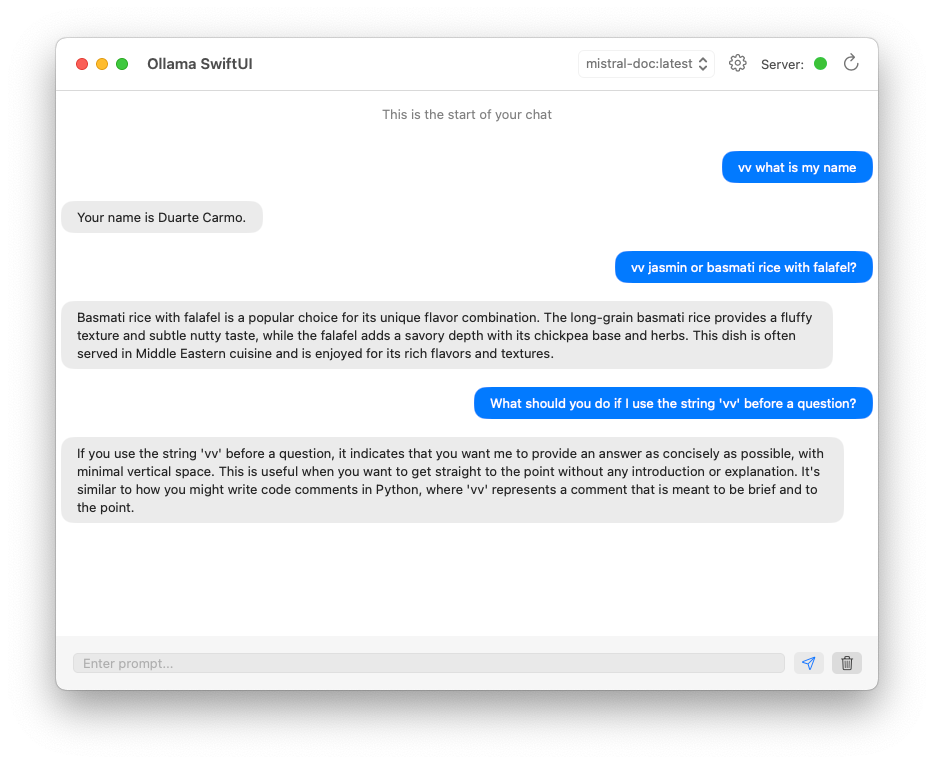 Ollama SwiftUI with mistral-doc running Ollama SwiftUI with mistral-doc running