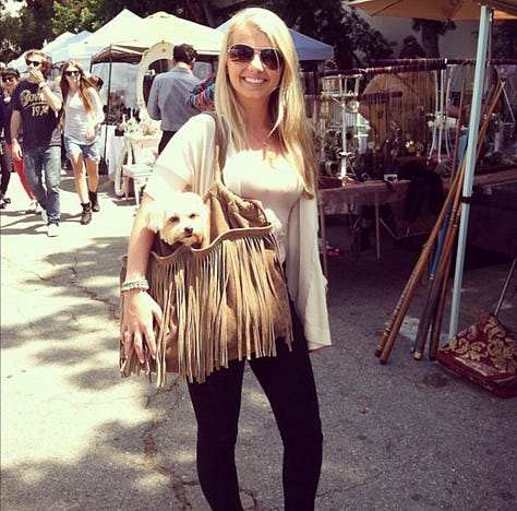 Photos of Britta and Jasper around Los Angeles, including Lake Hollywood Park, the Melrose Flea Market, and breakfast