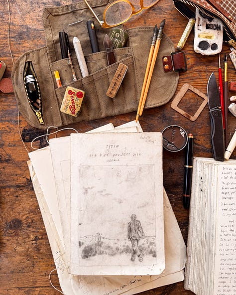 worn handbound notebooks, filling up, loved