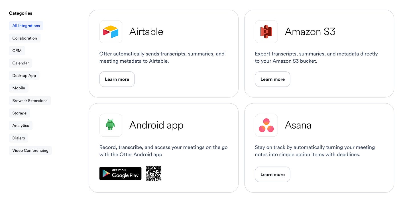 Otter AI’s list of integration tools. Image by Jim Clyde Monge Otter AI’s list of integration tools. Image by Jim Clyde Monge