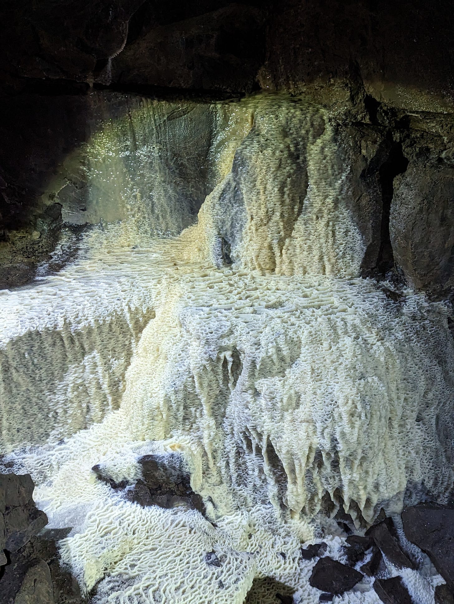 Flowstones found inside Rookery Mine in Ashford-in-the-Water, Peak District
