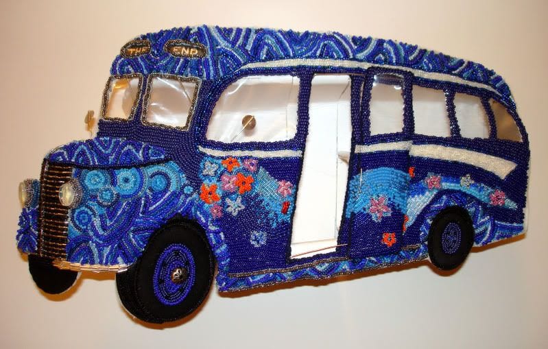 psychedelic British Bluebird 1950's 1960's flower power blue magic bus shadow box psychedelic British Bluebird 1950's 1960's flower power blue magic bus shadow box