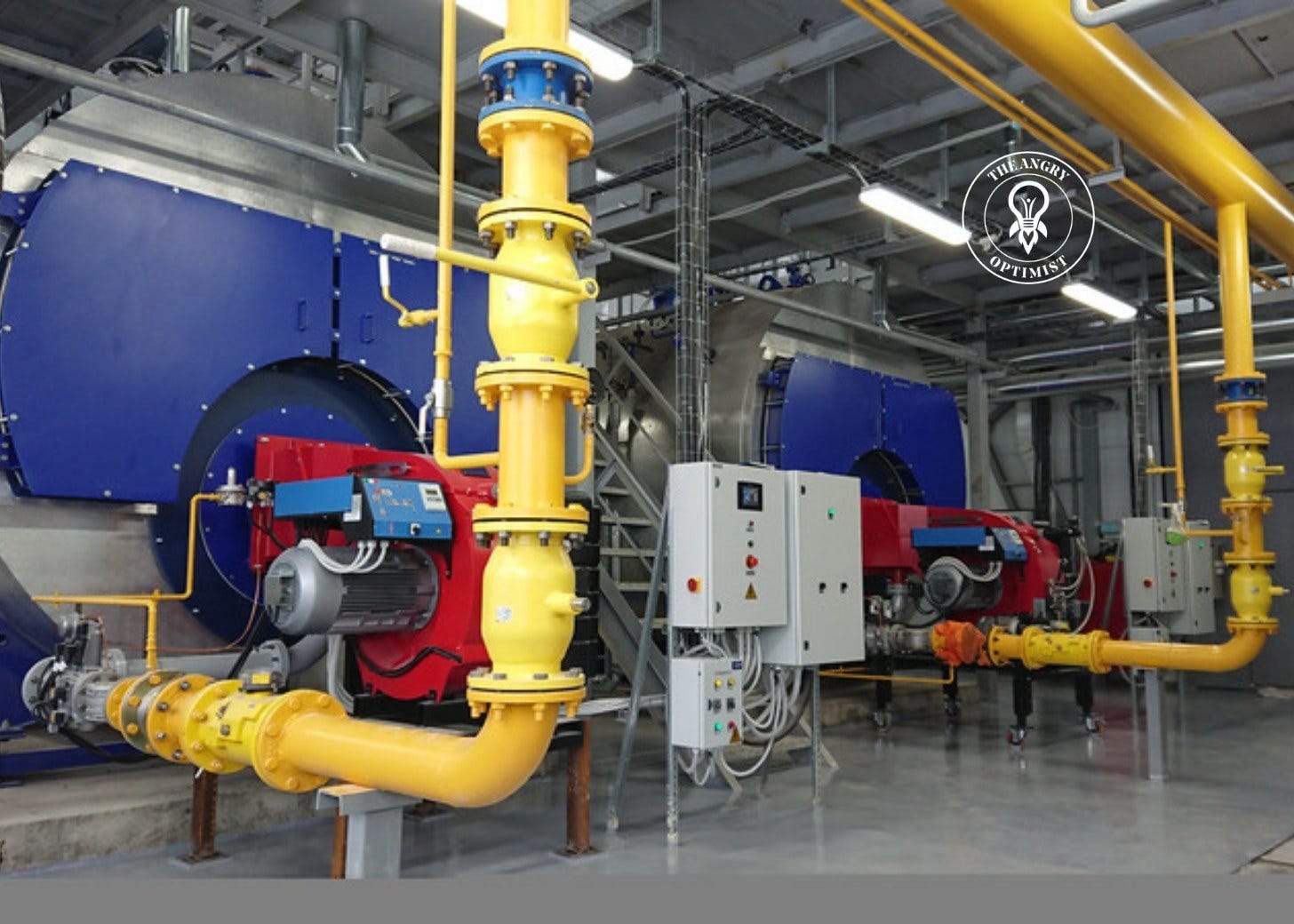 Pipes and boilers in an industrial boiler room Pipes and boilers in an industrial boiler room