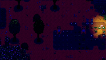 Fairy floats across screen and sprinkles fairy dust on crops.