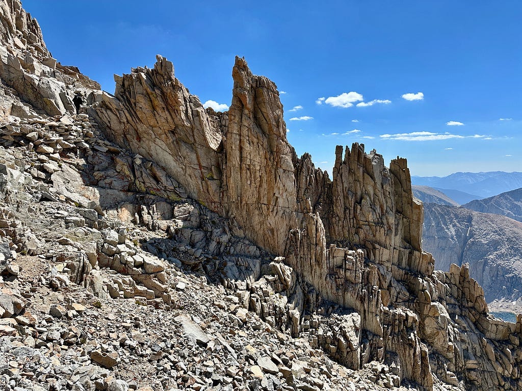View of rock outcroppings on descent from Mount Whitney