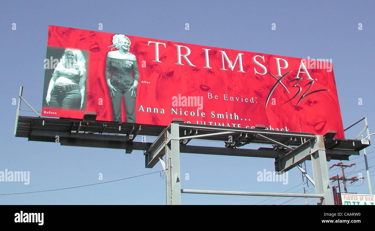 Feb 11, 2004; Los Angeles, CA, USA; The new ad campaign by TRIMSPA features  a before and after picture of model Anna Nicole Smith Stock Photo - Alamy