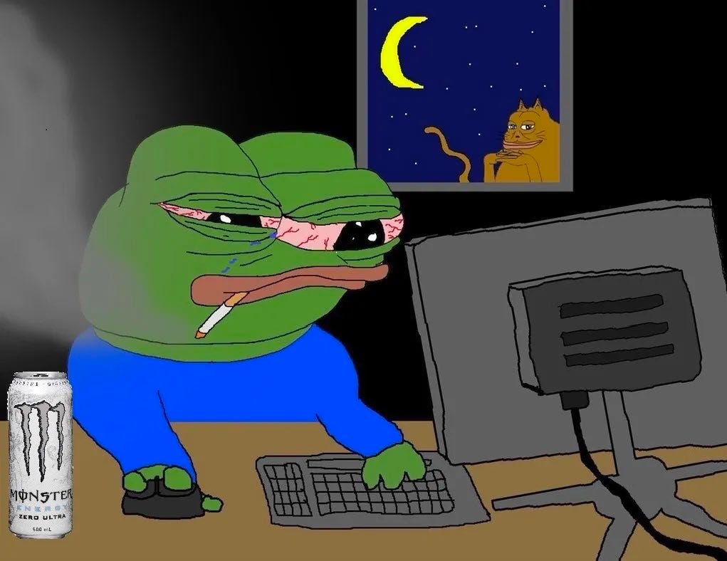 OZBREN on X: "Sorry for the lack of art lately. I'm just trying to secure  financial freedom for my entire bloodline by randomly clicking green and  red buttons on the computer. Thank