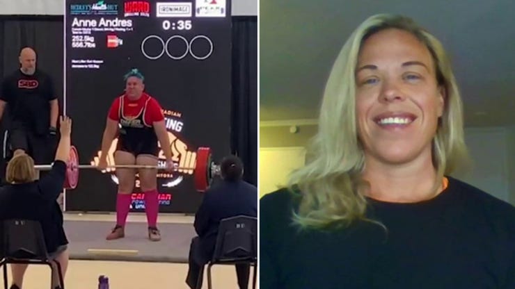 Powerlifter April Hutchinson spoke to "Fox & Friends" in August after a transgender Canadian athlete toppled records in the women's powerlifting division. (Fox News)