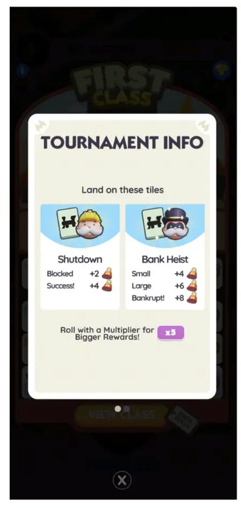 Screenshots of Progression and Social based live ops mechanics in Gossip Harbor and Monopoly GO! mobile games