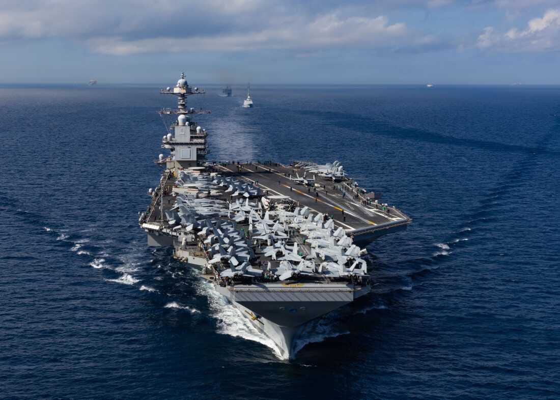 The USS Gerald R. Ford, seen here transiting the Strait of Gibraltar in October, entered the Caribbean Sea over the weekend in support of Operation Southern Spear, U.S. Southern Command announced. The USS Gerald R. Ford, seen here transiting the Strait of Gibraltar in October, entered the Caribbean Sea over the weekend in support of Operation Southern Spear, U.S. Southern Command announced.