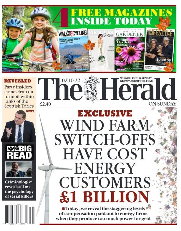 'Staggering' wind farm switch-offs cost energy customers nearly £1bn