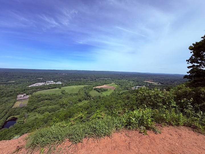 sky, grass, rocks, ridge, clouds, tree, trail, dirt