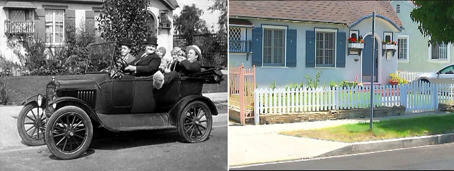 Movie locations then and now filming locations Laurel and Hardy film Perfect Day.