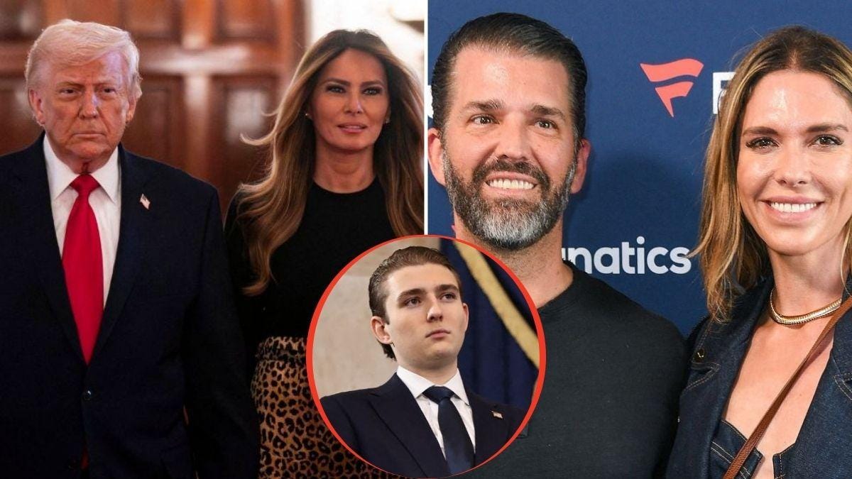 split image of Donald Trump and Melania Trump / Barron Trump / Don Jr. and Bettina Anderson split image of Donald Trump and Melania Trump / Barron Trump / Don Jr. and Bettina Anderson