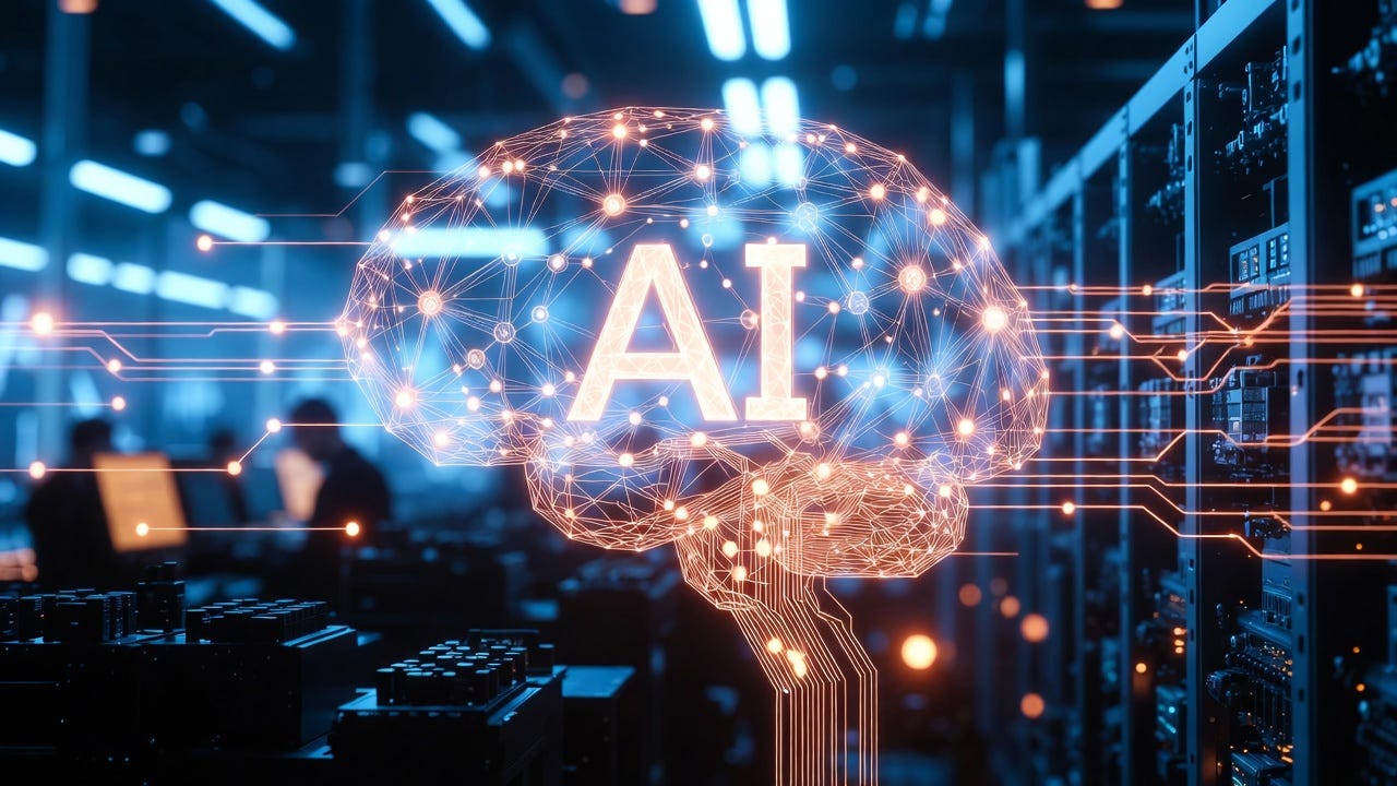 A documentary-style image of a neural network in an industrial setting, symbolizing AI's rise.
