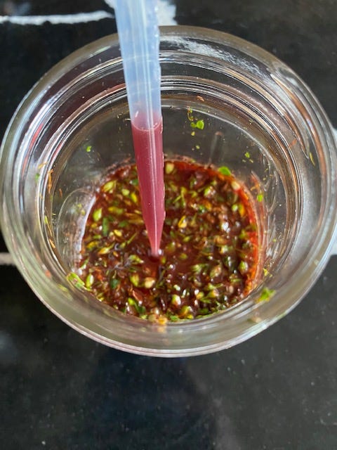 The red color from hypericin is immediately visible when extracting fresh Hypericum perforatum using 95% ethanol