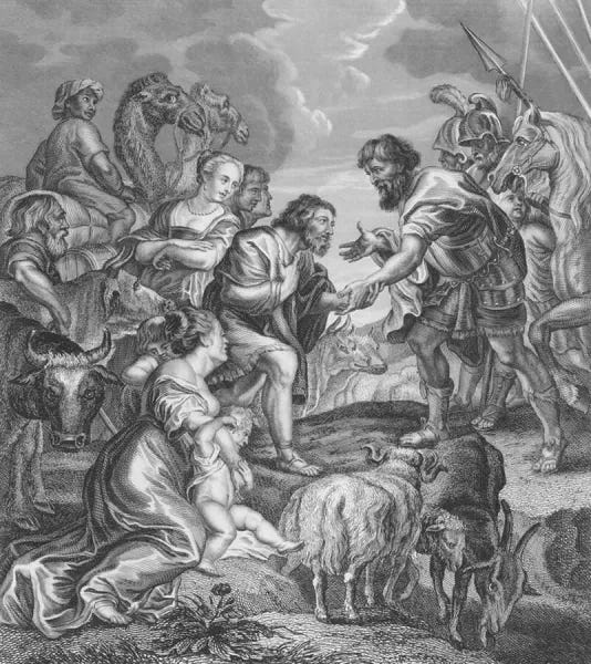 The Meeting of Esau and Jacob Print (Genesis 33:1-6). Art Prints, Posters &  Puzzles from Fine Art Finder