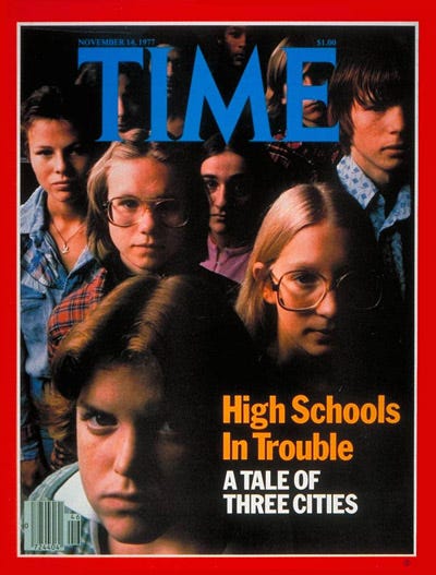 TIME Magazine Cover: High Schools - Nov. 14, 1977 - Schools - Education