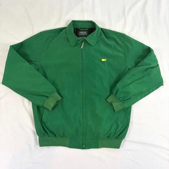 Masters Collection Mens Green Full Zip Harrington Golf Jacket Plaid Sporty M - Picture 1 of 12