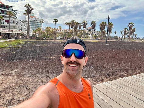 Three running photos from Tenerife, capturing solo runs on the beach.