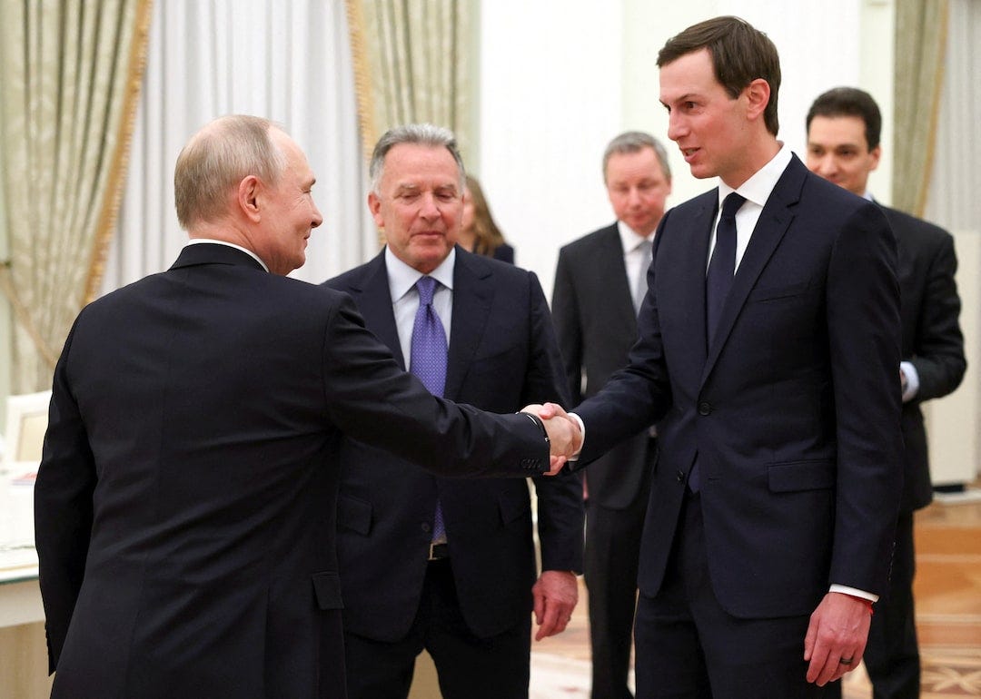 Russian President Putin meets U.S. President Trump's special envoy Witkoff and son-in-law Kushner in Moscow Russian President Putin meets U.S. President Trump's special envoy Witkoff and son-in-law Kushner in Moscow