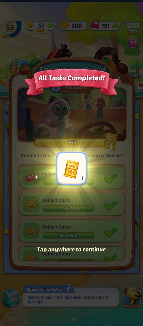 Screenshots of Progression and Social based live ops mechanics in Gossip Harbor and Monopoly GO! mobile games