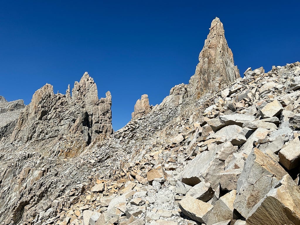 Mount Whitney trail disappears into boulders