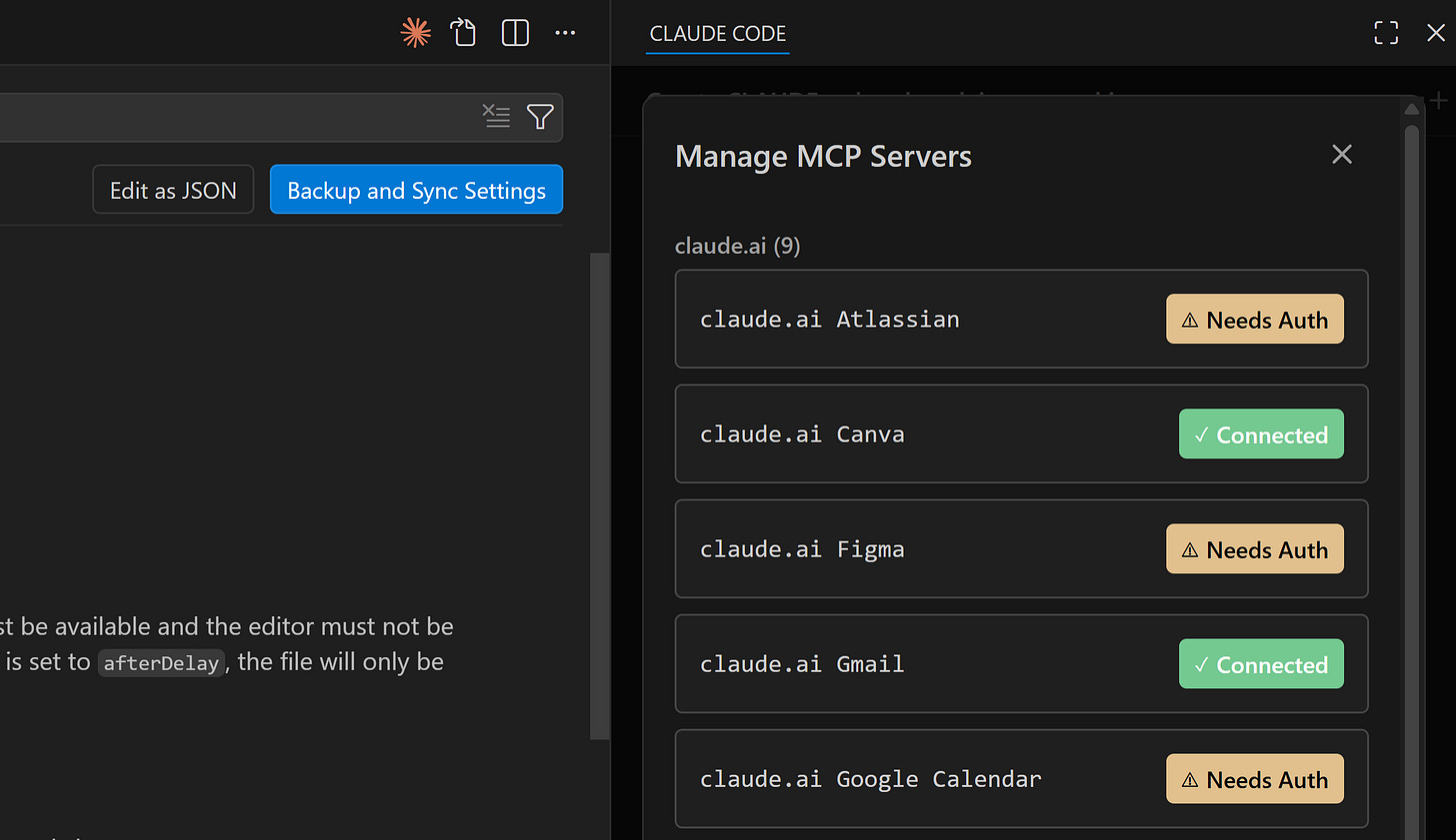 Web connectors from Cowork visible in Claude Code extension for VS Code