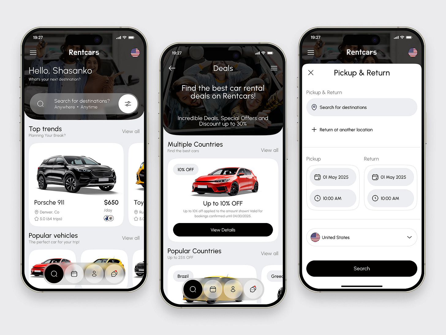 Car Rental Mobile App - UI/UX Design by Shasanko Creations ✈ on ...