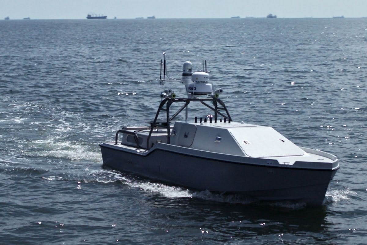 US Navy Saronic Corsair autonomous surface vessel underway