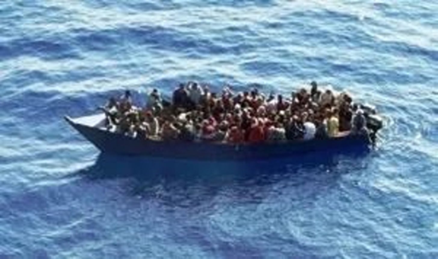 A CBP patrol aircraft spotted this small boat off Southwestern Puerto Rico, overloaded with illegal aliens, on May 9, 2026. (US Customs & Border Protection image). A CBP patrol aircraft spotted this small boat off Southwestern Puerto Rico, overloaded with illegal aliens, on May 9, 2026. (US Customs & Border Protection image).