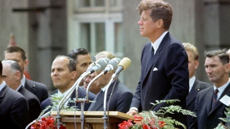 Figure 3: President John F. Kennedy delivering his Ich bin Ein Berliner speech on June 26, 1963.