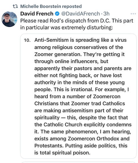 Left: Despite trafficking in Holocaust denial and distortion, Candace Owens received a featurette on CNN's homepage; Center: A small business owner posts Nazi salutes on social media; Right: A social media post linking to a Substack article by a Conservative writer lamenting the rise of antisemitism among young people on the political Right. 