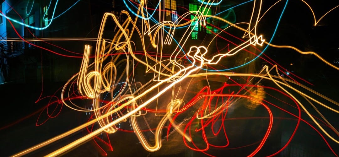 red and yellow light streaks