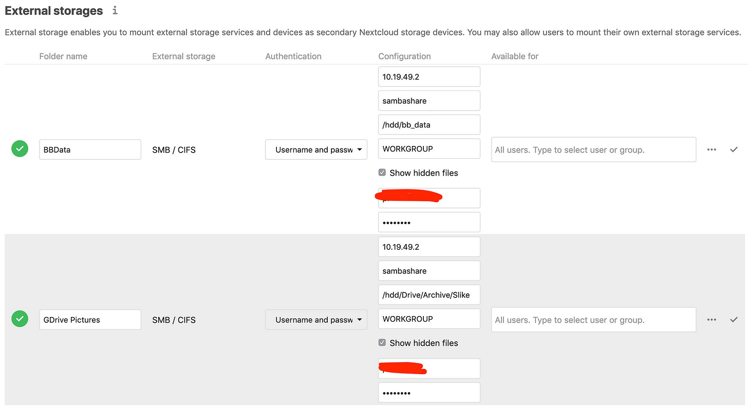 Nextcloud external storage