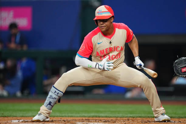 Juan Soto of the New York Yankees bats in the first inning during the 94th MLB All-Star Game presented by Mastercard at Globe Life Field on Tuesday,... Juan Soto of the New York Yankees bats in the first inning during the 94th MLB All-Star Game presented by Mastercard at Globe Life Field on Tuesday,...