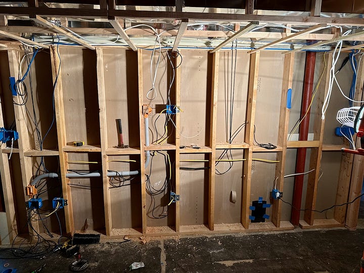 Photos of open walls that show where cables and other electrical wires run.