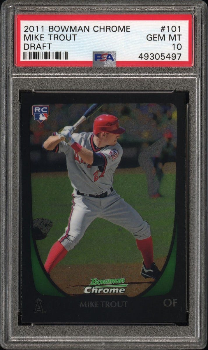 🔥 2011 BOWMAN CHROME DRAFT MIKE TROUT #101 ROOKIE RC GEM MINT PSA 10 🔥
