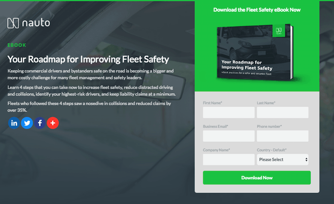 Nauto ebook landing page with green Download button Nauto ebook landing page with green Download button