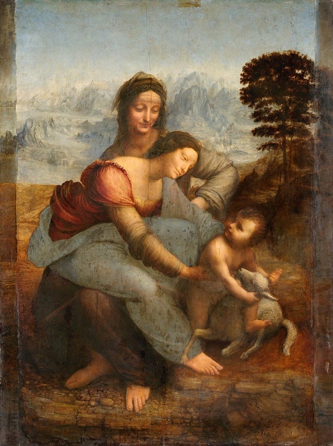 A painting of two people holding a baby

Description automatically generated with low confidence