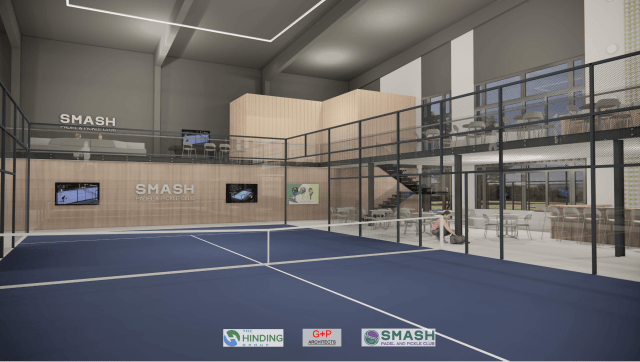 Conceptual rending of Smash Padel and Pickle Club in Connecticut
