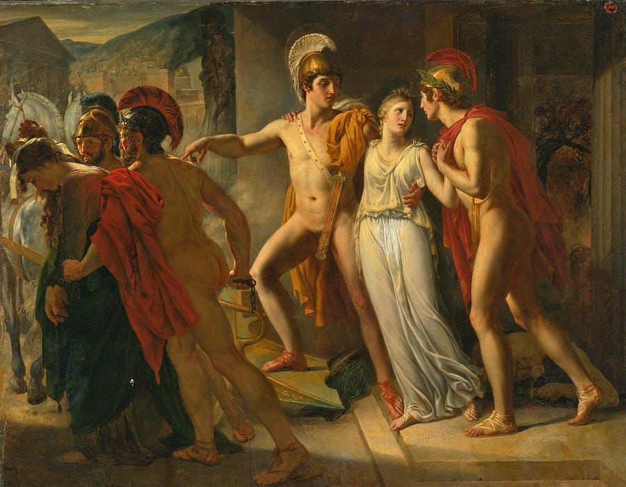 Castor and Pollux rescuing Helen #1 Painting by Jean-Bruno Gassies - Fine  Art America