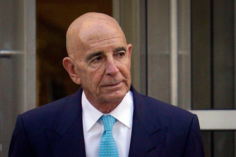 Tom Barrack exits Brooklyn Federal Court on Friday, Oct. 21, 2022, in New York, United States (AP)